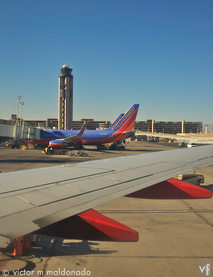 A very cool photograph of the control tower in Las Vegas airport.